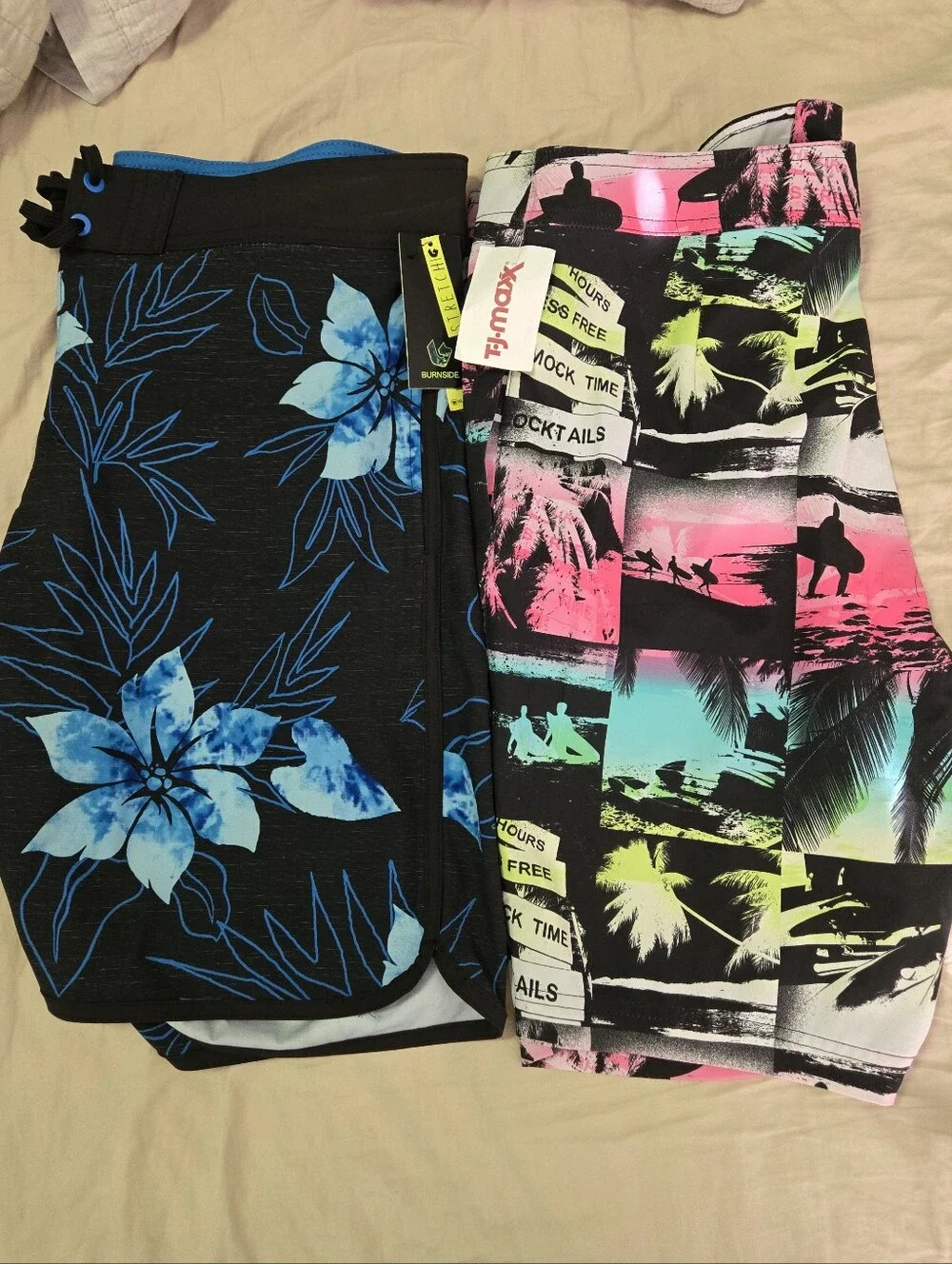 Burnside Swim Trunks 34, American Eagle Sz Medium, New, Black, Blue,Multicolored